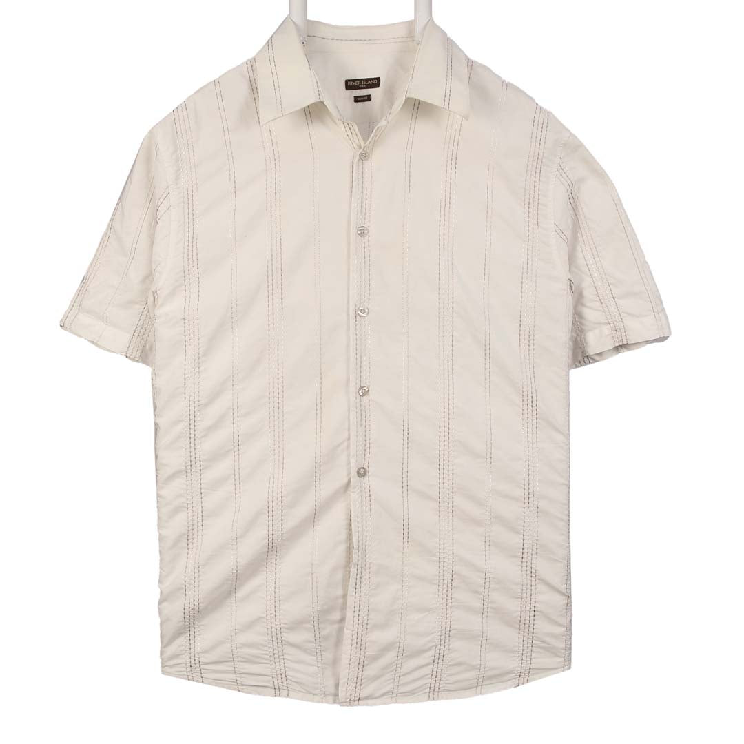 RIVER ISLAND WHITE SLIM HALF SLEEVE SHIRT